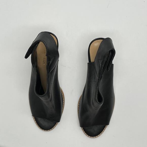 Cole Haan Women's Leather Black Wrey Open Toe Sling Bootie Stacked Heel Size 9.5 - Picture 9 of 11